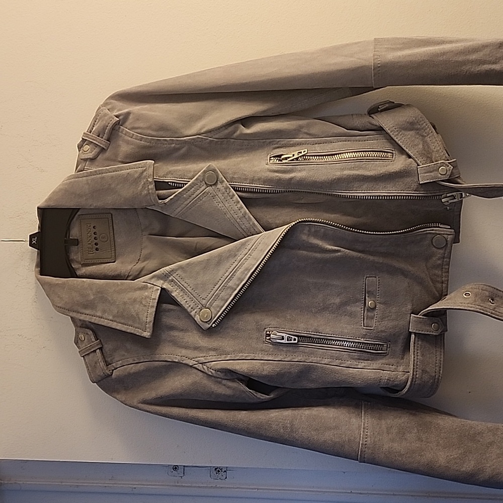 Blank NYC Gray Suede Moto Jacket